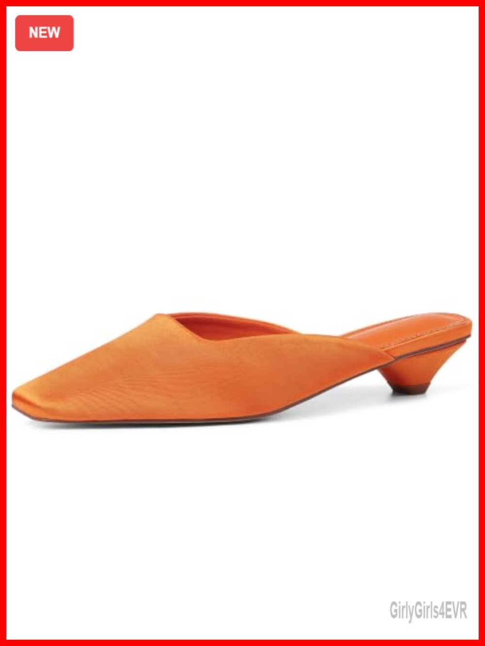Satin Kitten Heel Mules Square Toe Slip On Dress Shoes